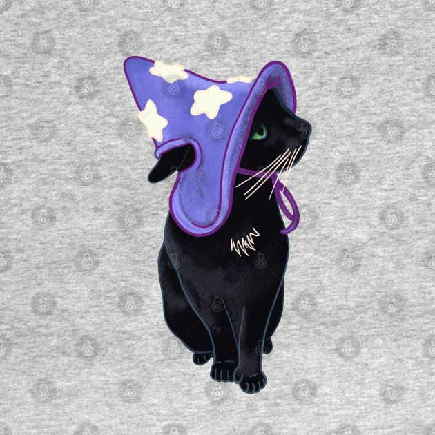 Lucky Black Cat Familiar Purple Witch Costume Halloween Pet Portrait by fiatluxillust